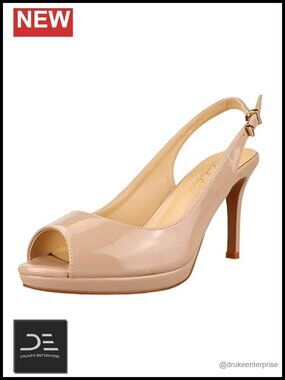 Women's Peep Toe Slingback Heels Platform Stiletto Pumps - Patent Leather,